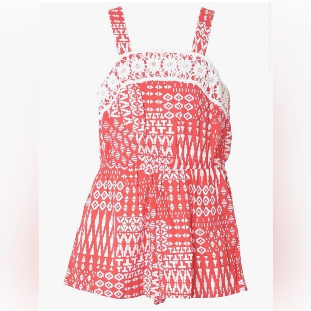 Pinky Little Girls Geometric Print Romper - 3T